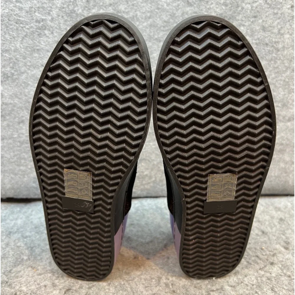 Free People Black Velvet Slip On Sneakers Shoes Purple Metallic Heel Wmns 8/8.5
